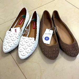 2 pairs of ballet flats w/cut out designs. never worn with tags!